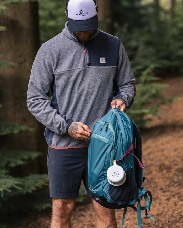 Passenger Clothing Root Recycled Polar 14 Zip Fleece Grey Marl Men Fleece