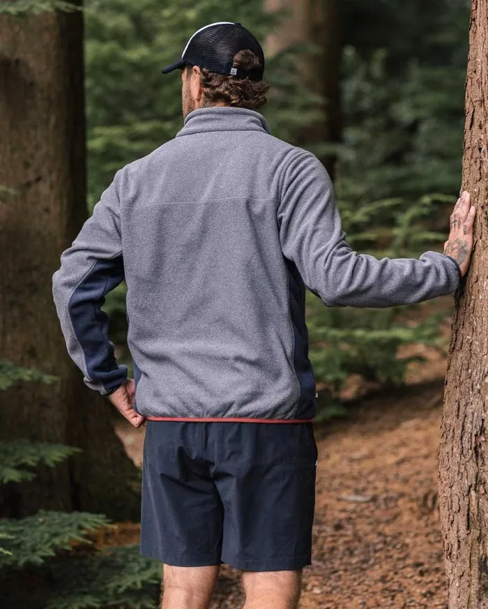 Passenger Clothing Root Recycled Polar 14 Zip Fleece Grey Marl Men Fleece
