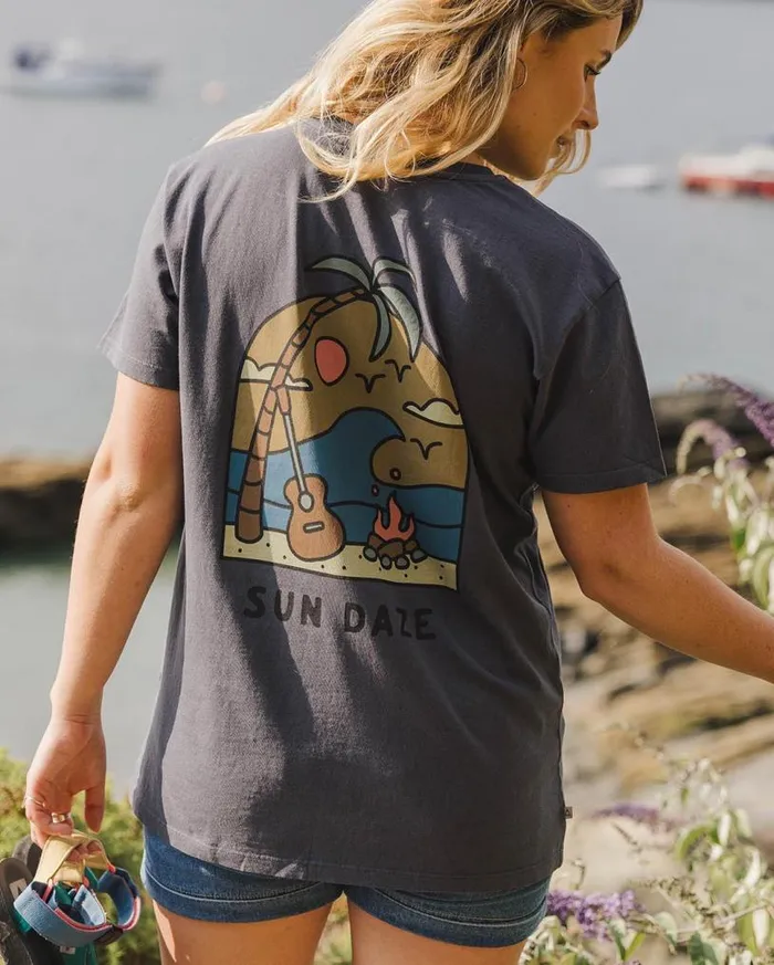 Passenger Clothing Sundaze Oversized Recycled Cotton TShirt Charcoal Women Tops and TShirts