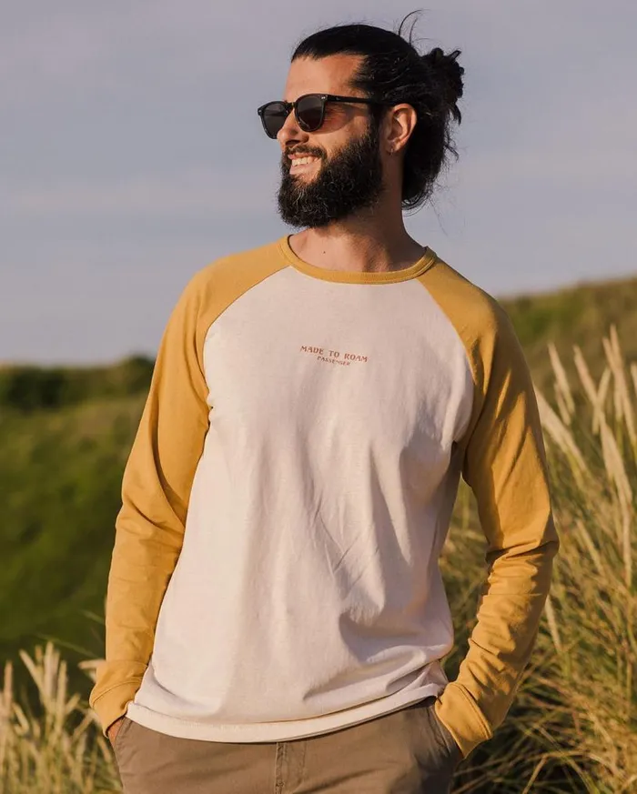 Passenger Clothing Sundown Recycled Cotton LS TShirt Mustard Gold Men TShirts and Vests