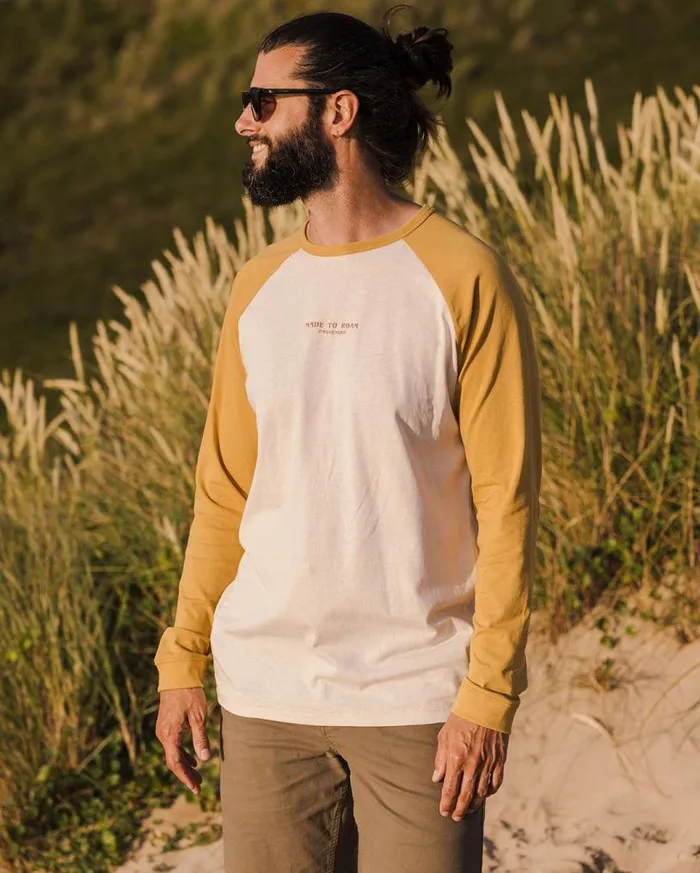 Passenger Clothing Sundown Recycled Cotton LS TShirt Mustard Gold Men TShirts and Vests