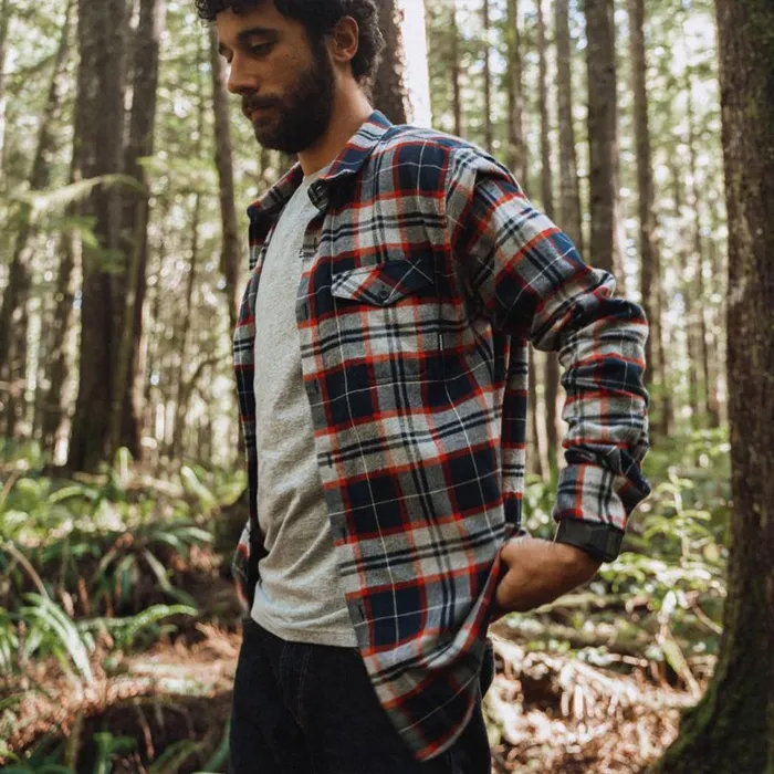 Passenger Clothing Treeline Shirt Rednavy Check Men Shirts