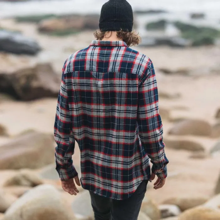 Passenger Clothing Treeline Shirt Rednavy Check Men Shirts