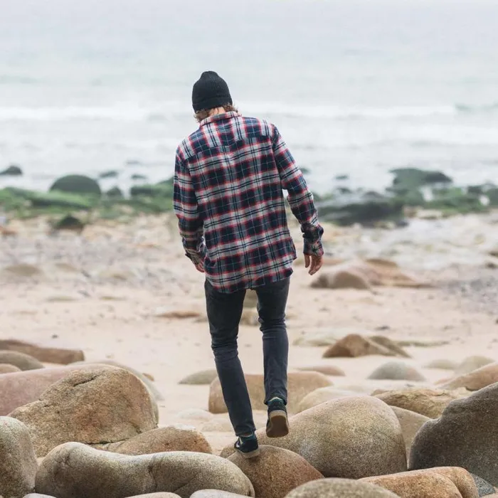 Passenger Clothing Treeline Shirt Rednavy Check Men Shirts
