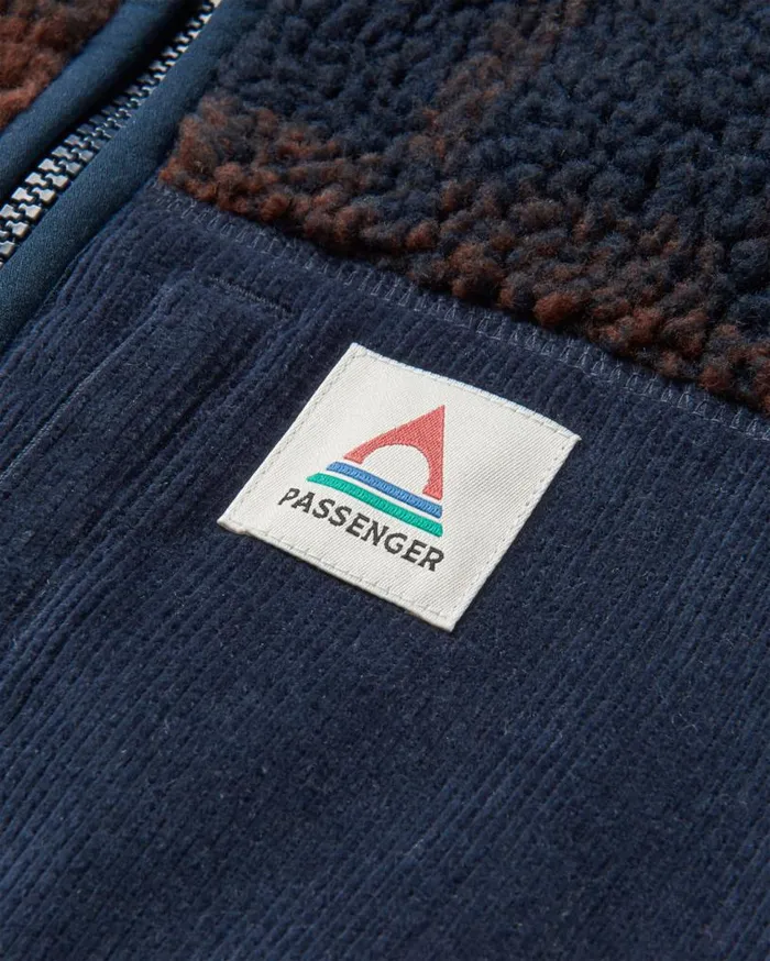 Passenger Clothing Trekker Recycled DeepPile Sherpa Fleece Chestnutdeep Navy Check Men Fleece
