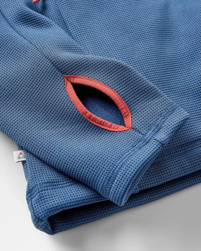 Passenger Clothing Vertical Full Zip Hooded Recycled Fleece Dark Denim Men Activewear