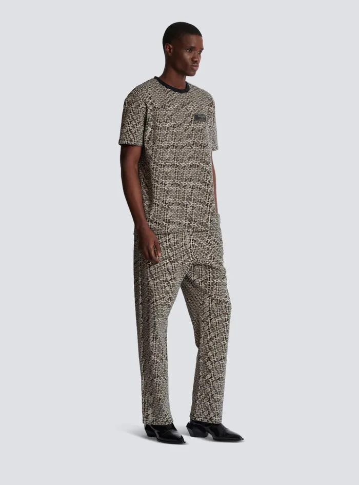 PB Labyrinth Jacquard Tshirt Black Men Balmain TShirts