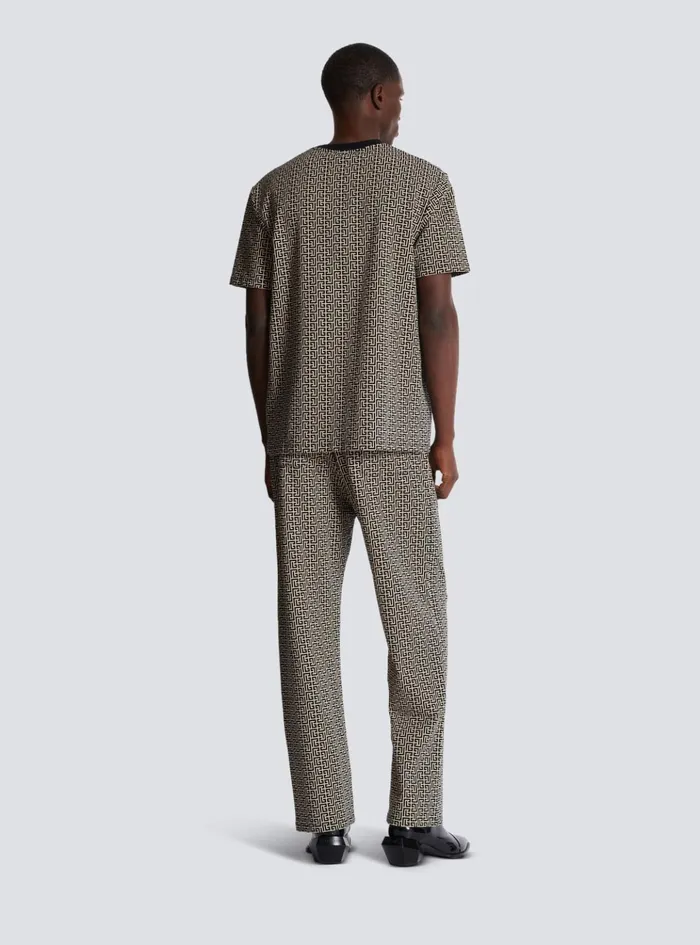 PB Labyrinth Jacquard Tshirt Black Men Balmain TShirts