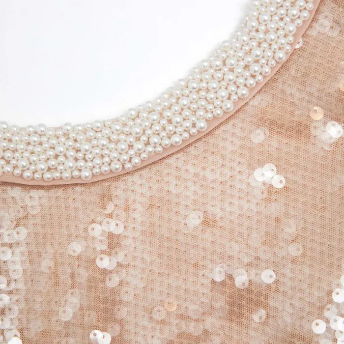 Pearl Trim Sequin Top Women Self Portrait Tops Pearl Trim Sequin Top Women Self Portrait Tops