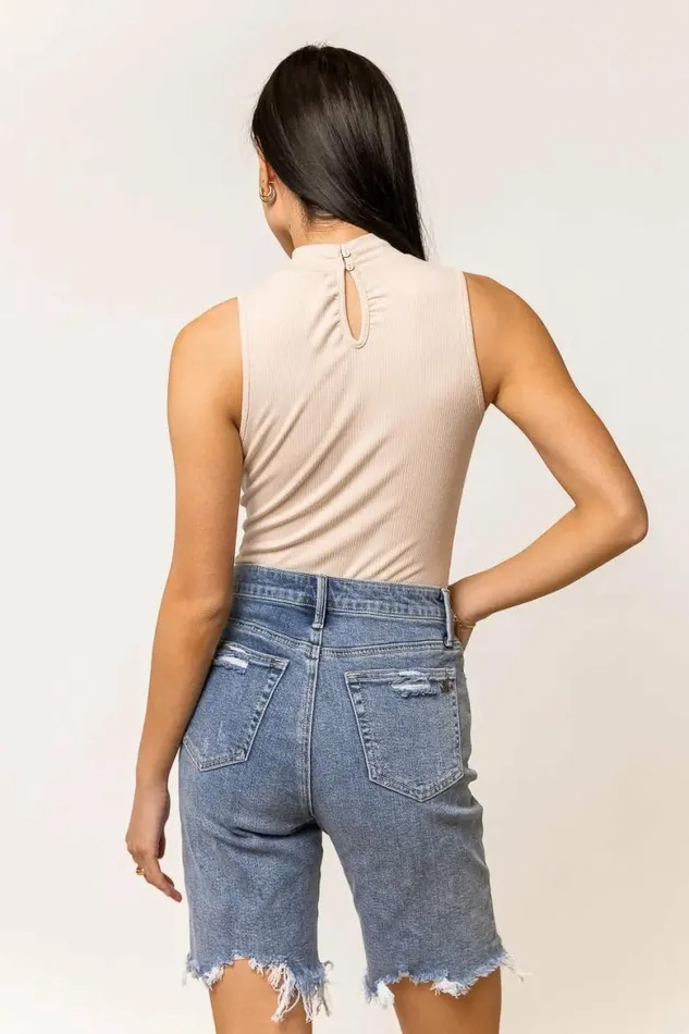 Peyton Mock Neck Bodysuit In Beige 8211 FINAL SALE Beige Women Bohme Tops