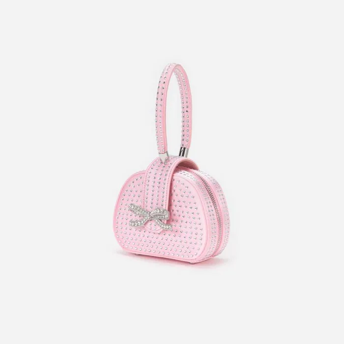 Pink Heart Rhinestone Bag Kids Self Portrait Party Dresses