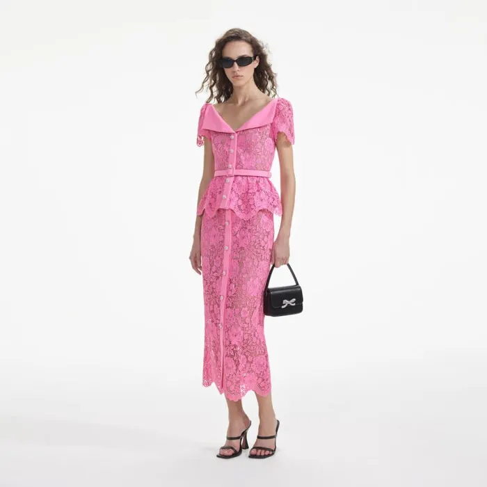 Pink Lace Open Neck Top Women Self Portrait Tops Pink Lace Open Neck Top Women Self Portrait Tops