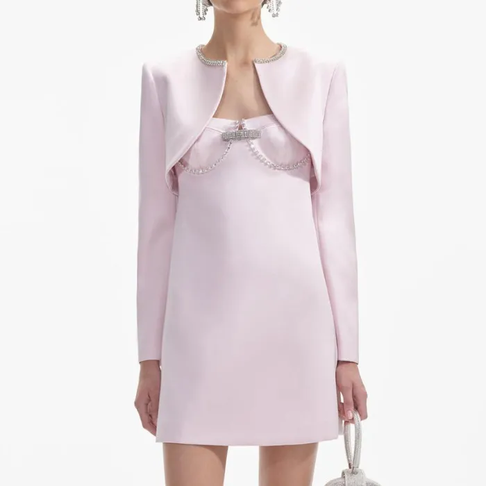Pink Satin Bolero Jacket Women Self Portrait Tops Pink Satin Bolero Jacket Women Self Portrait Tops