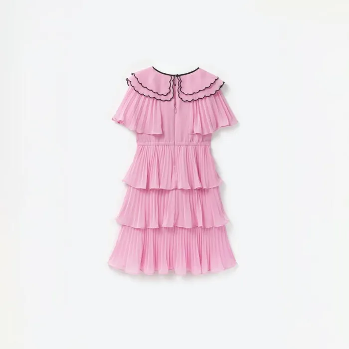 Pink Scallop Collar Chiffon Dress Kids Self Portrait Party Dresses Pink Scallop Collar Chiffon Dress Kids Self Portrait Party Dresses