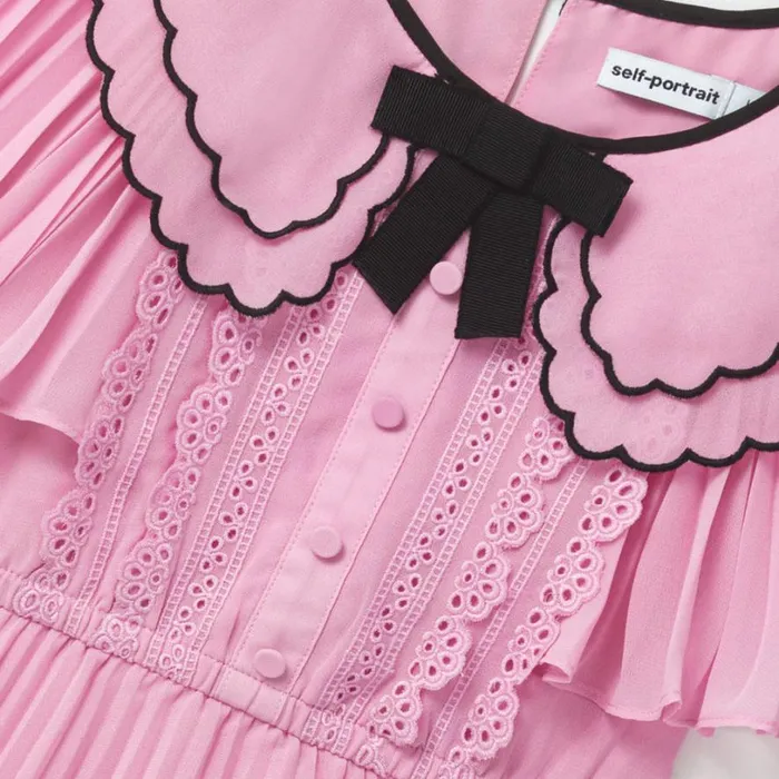 Pink Scallop Collar Chiffon Dress Kids Self Portrait Party Dresses Pink Scallop Collar Chiffon Dress Kids Self Portrait Party Dresses