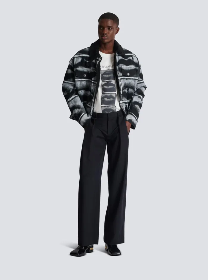 Pleated Grain De Poudre Trousers Black Men Balmain Trousers And Shorts