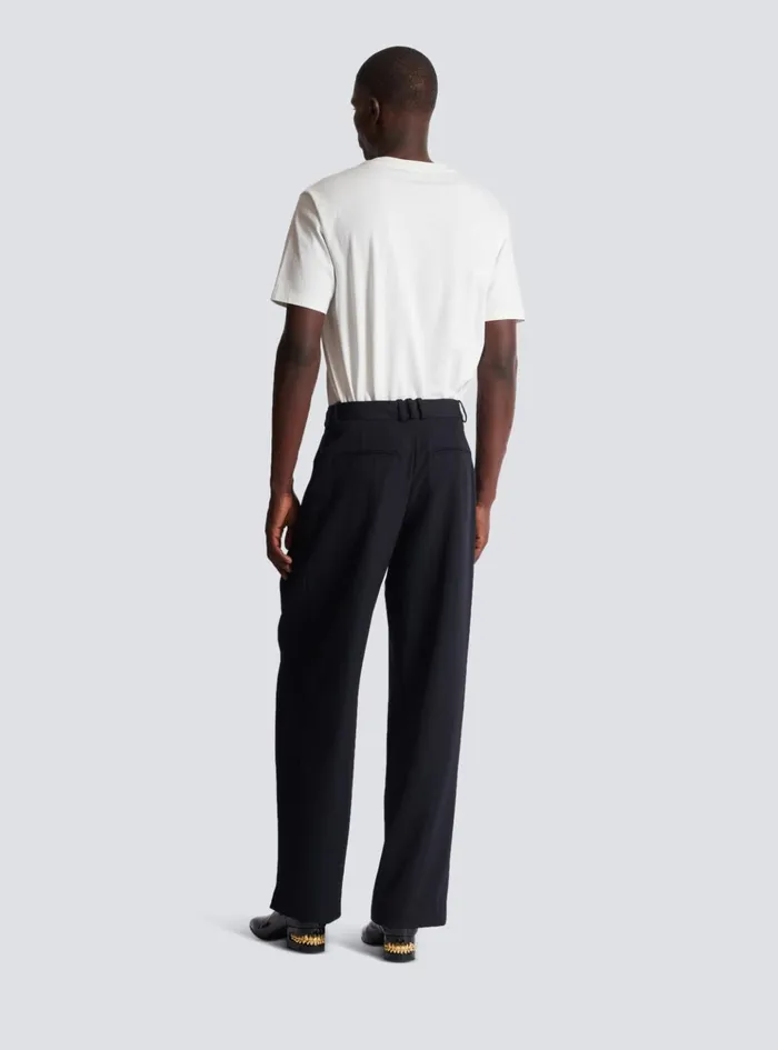 Pleated Grain De Poudre Trousers Black Men Balmain Trousers And Shorts