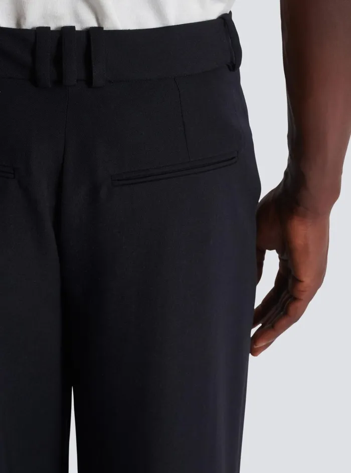Pleated Grain De Poudre Trousers Black Men Balmain Trousers And Shorts