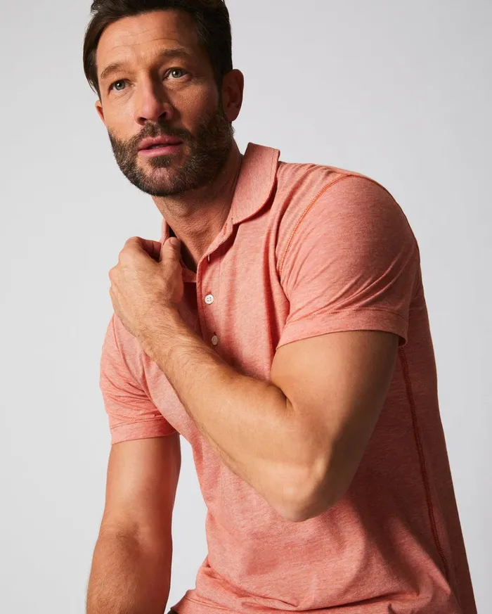 Polos Tees and Henleys Men Billy Reid Stripe Pensacola Polo Burnt Red