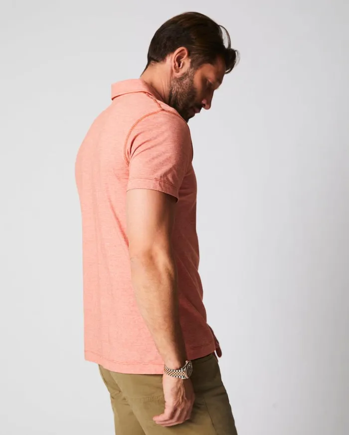 Polos Tees and Henleys Men Billy Reid Stripe Pensacola Polo Burnt Red