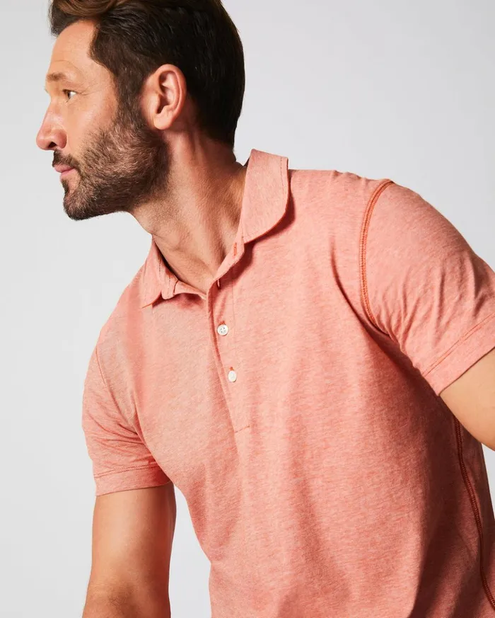 Polos Tees and Henleys Men Billy Reid Stripe Pensacola Polo Burnt Red