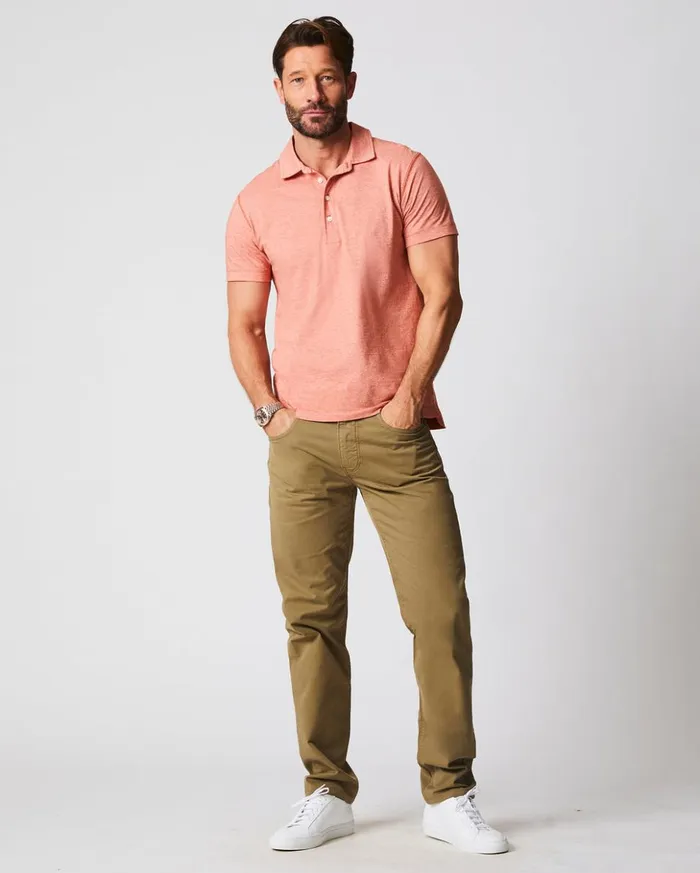 Polos Tees and Henleys Men Billy Reid Stripe Pensacola Polo Burnt Red