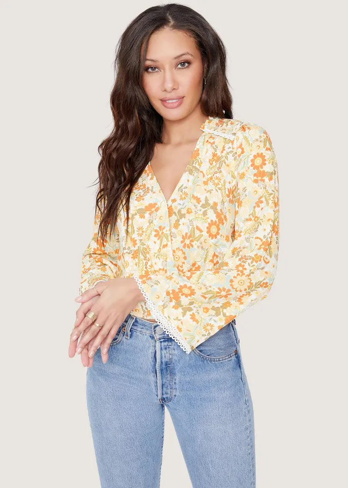 Prairie Rose Top Orangeyellowfloral Women Lost Wander Tops