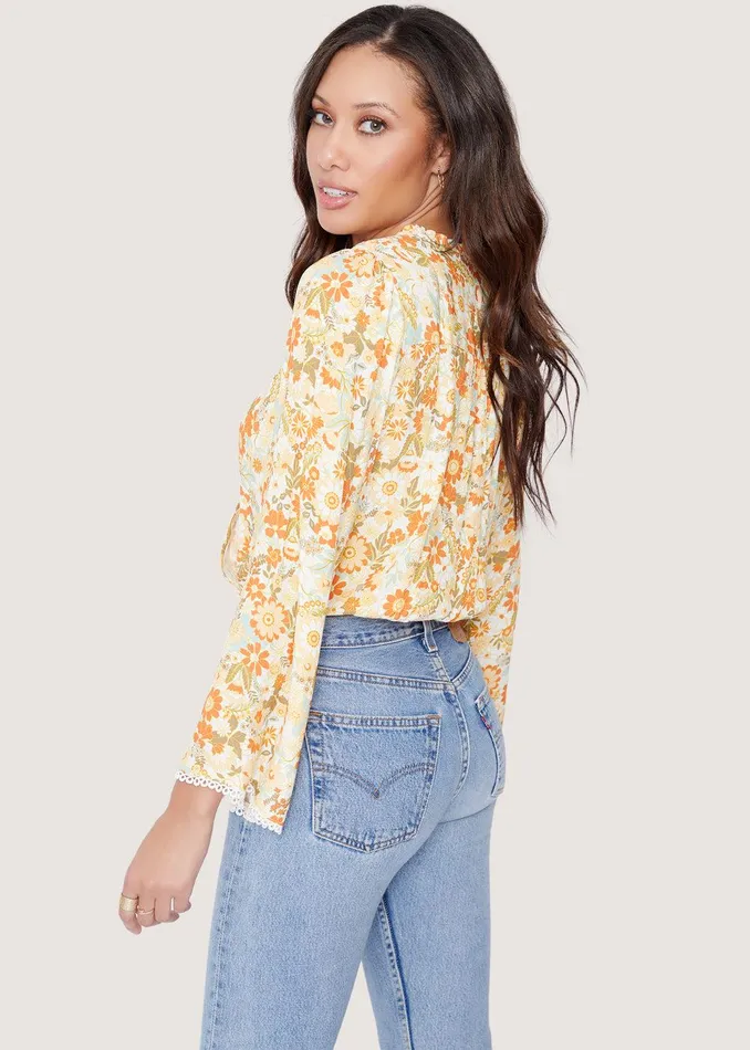 Prairie Rose Top Orangeyellowfloral Women Lost Wander Tops