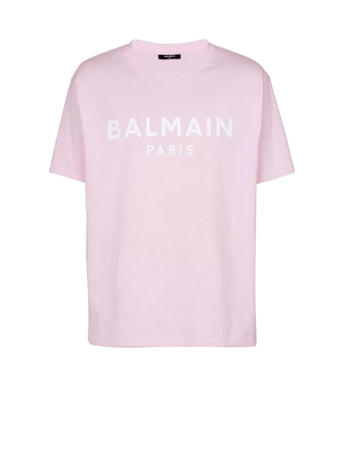 Printed Paris Shortsleeved Tshirt Pink Men Balmain TShirts