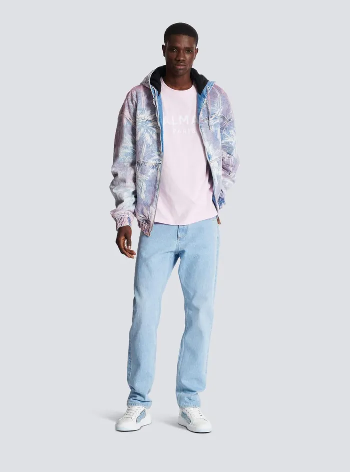 Printed Paris Shortsleeved Tshirt Pink Men Balmain TShirts