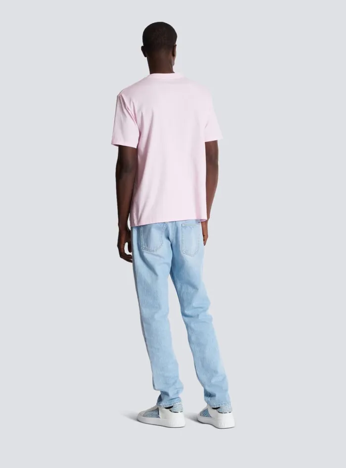 Printed Paris Shortsleeved Tshirt Pink Men Balmain TShirts