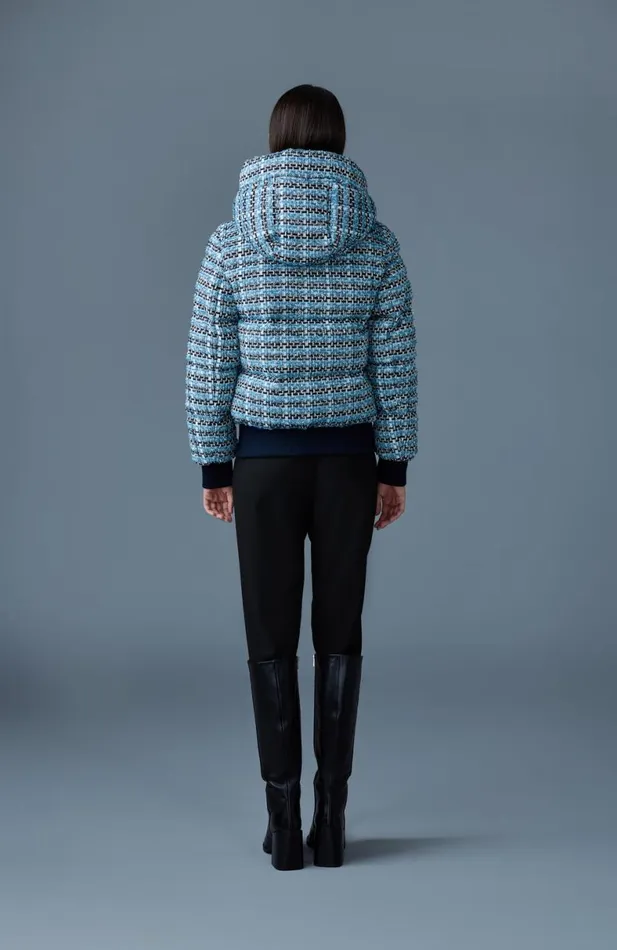 Puffers Women Mackage SHIRLEYTW Mix Media Tweed Quilted Down Jacket Sky Blue Multi Puffers Women Mackage SHIRLEYTW Mix Media Tweed Quilted Down Jacket Sky Blue Multi