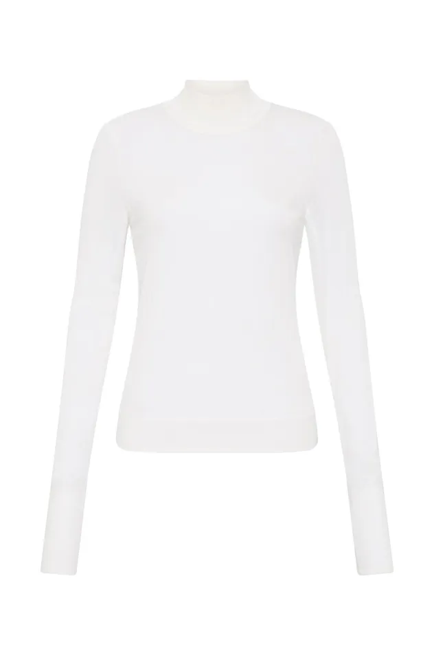 Rae Long Sleeve Skivvy Ivory Women Aje Body 038 Crepe Knit