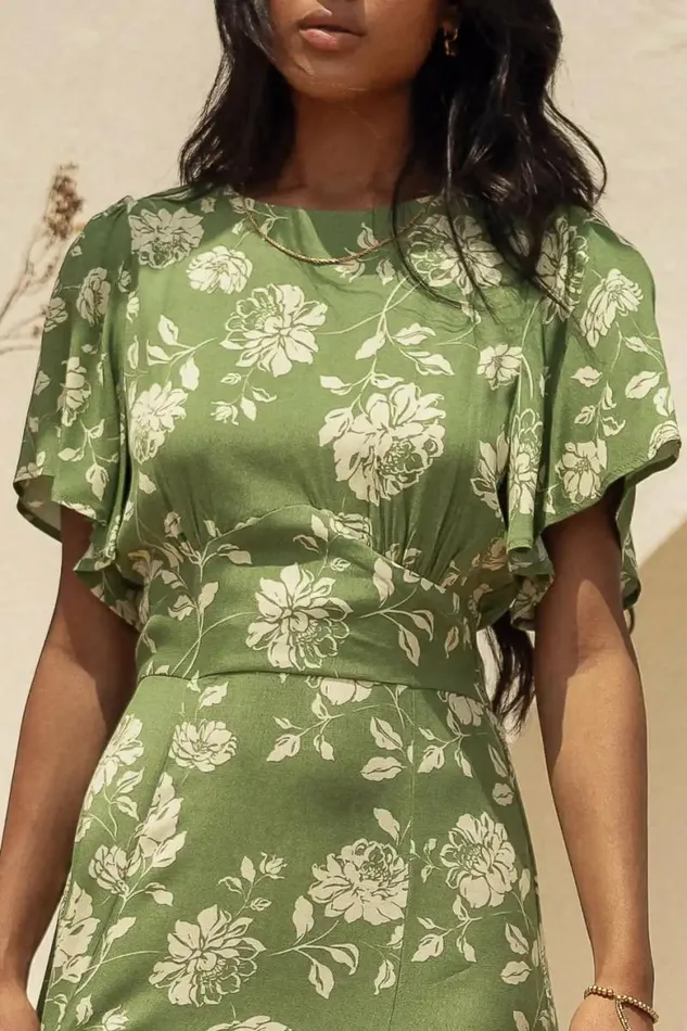 Rebel Floral Dress Green Women Bohme Dresses