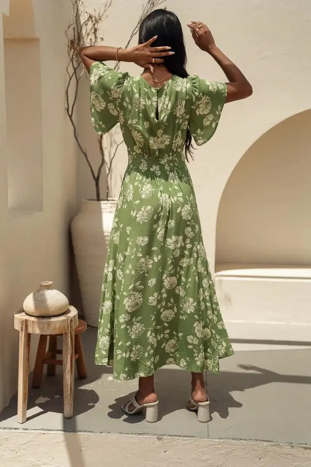 Rebel Floral Dress Green Women Bohme Dresses