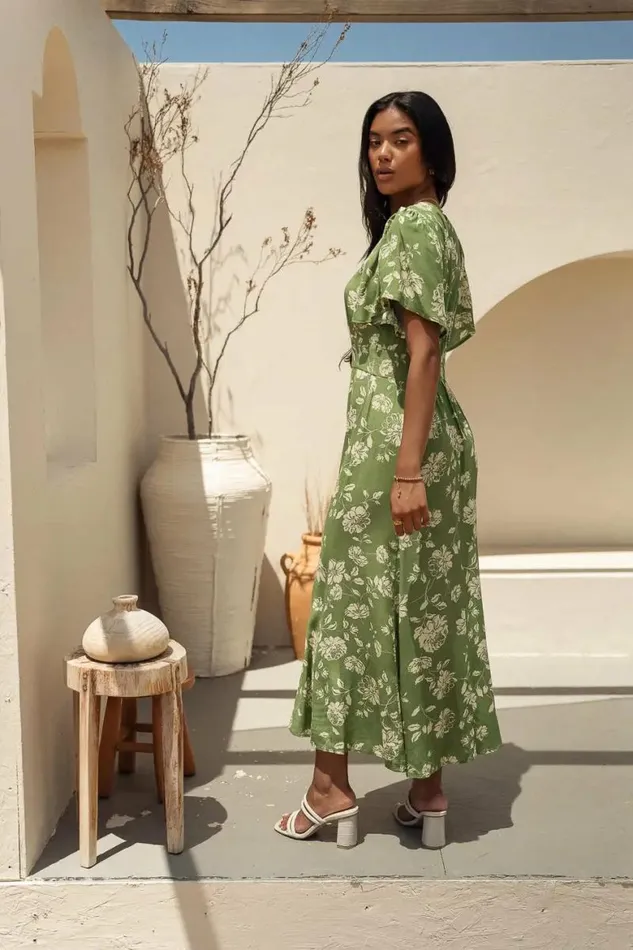Rebel Floral Dress Green Women Bohme Dresses