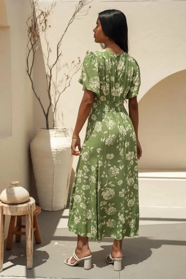 Rebel Floral Dress Green Women Bohme Dresses