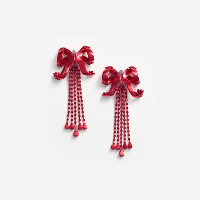 Red Bow Diamante Earrings Women Self Portrait Jewellery Red Bow Diamante Earrings Women Self Portrait Jewellery