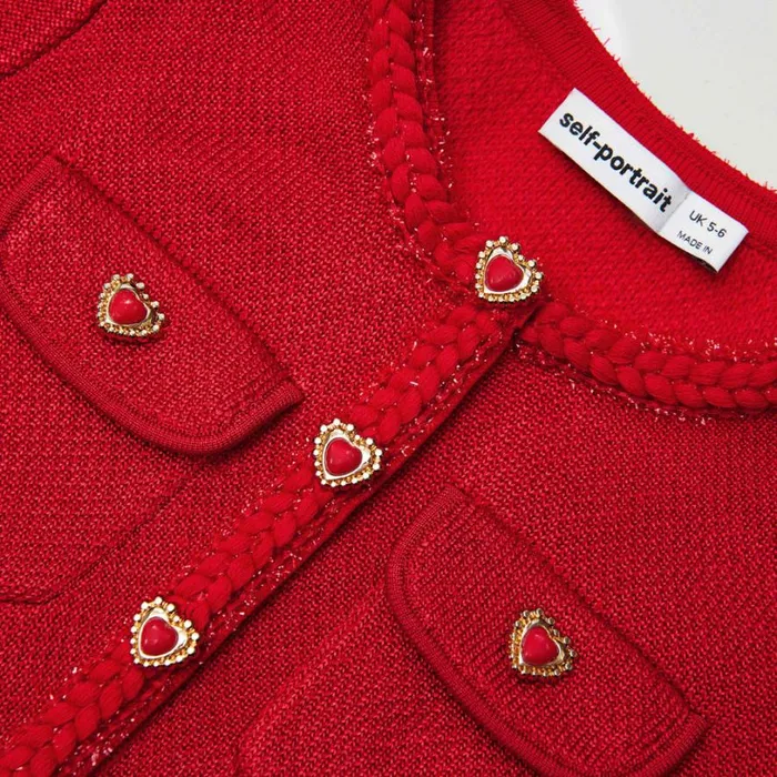 Red Knit Pleated Dress Kids Self Portrait Knitwear Red Knit Pleated Dress Kids Self Portrait Knitwear