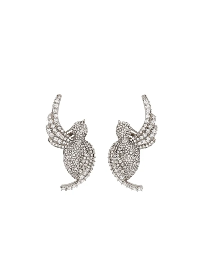 Rhinestone And Palladium Swallow Earrings Silver Women Balmain Fashion Jewelry