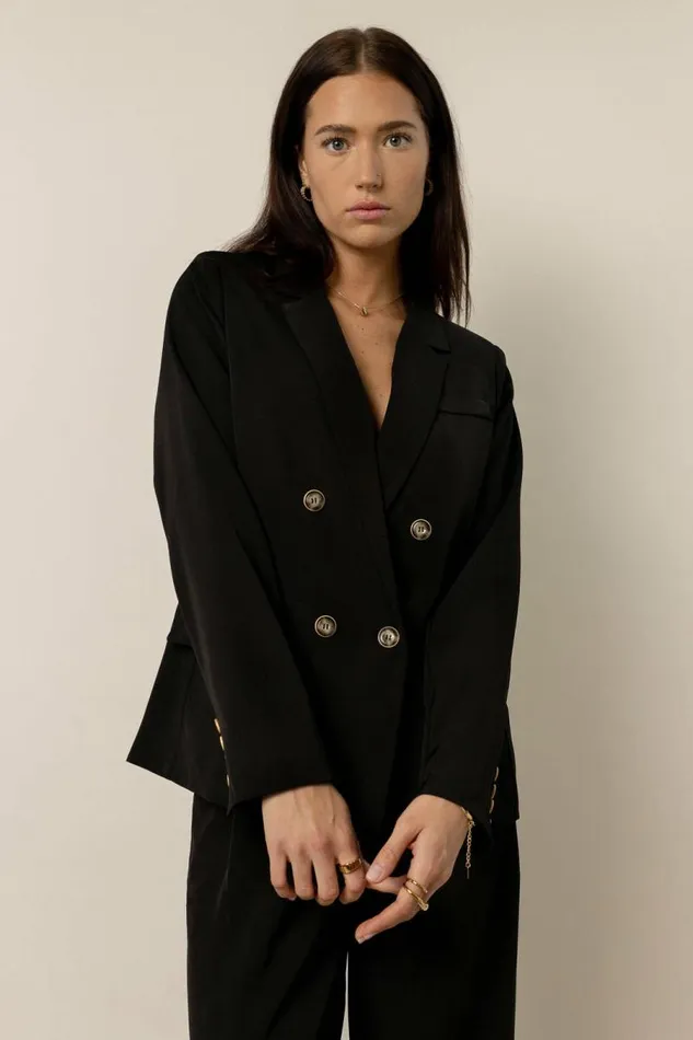 Romaine Blazer In Black Black Women Bohme Outerwear