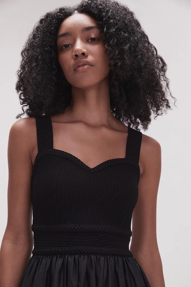 Romarin Knit Bodice Midi Dress Black Women Aje Midi Dresses