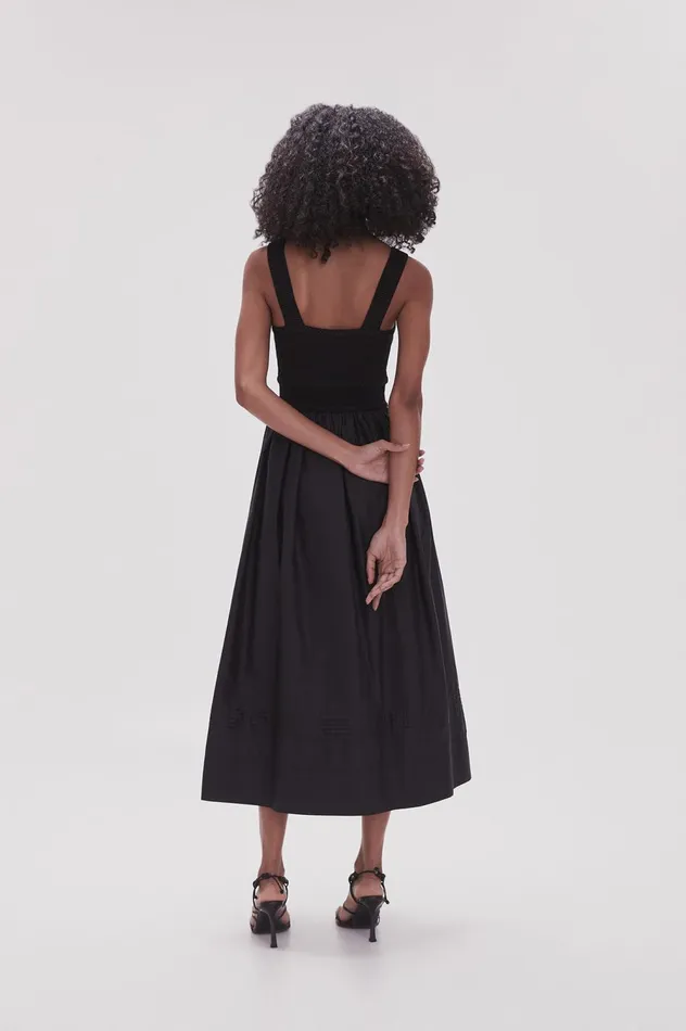 Romarin Knit Bodice Midi Dress Black Women Aje Midi Dresses