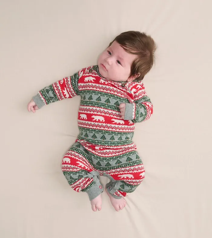 Rompers Baby and Toddler Hatley Baby Polar Bear Fair Isle Sweater Romper