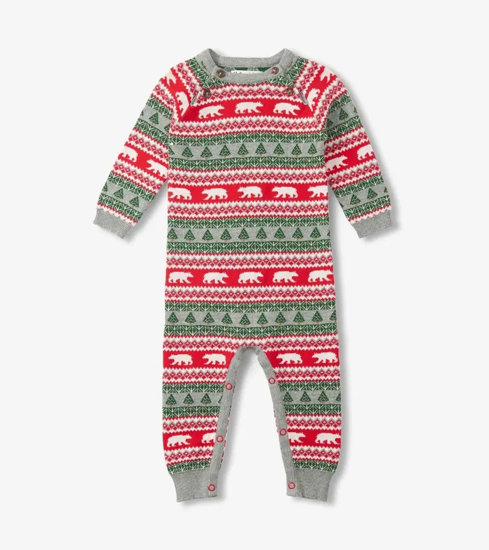 Rompers Baby and Toddler Hatley Baby Polar Bear Fair Isle Sweater Romper