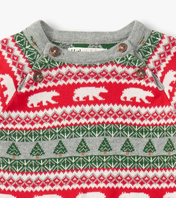 Rompers Baby and Toddler Hatley Baby Polar Bear Fair Isle Sweater Romper