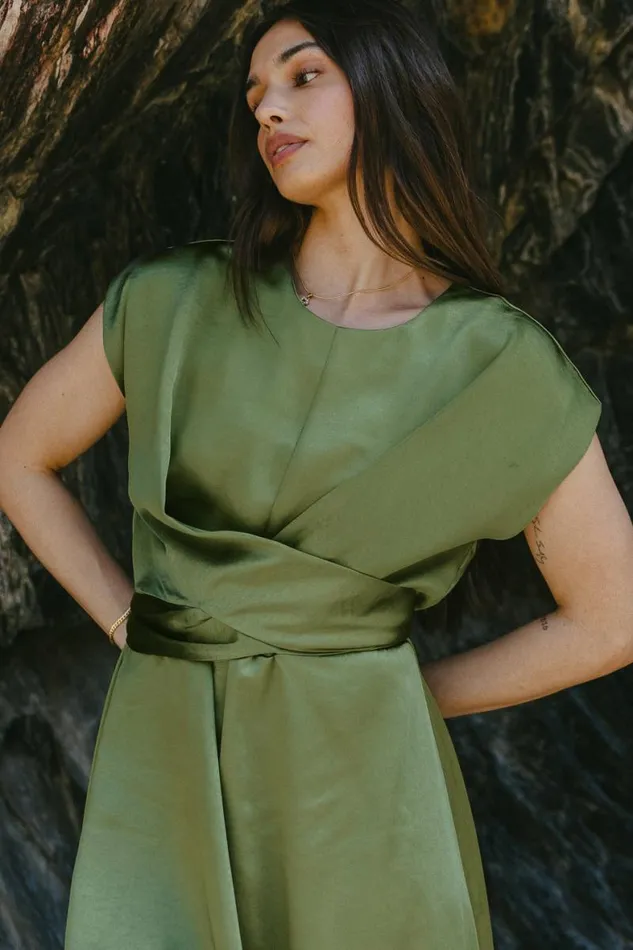 Rosalind Midi Dress In Moss Moss Women Bohme Dresses