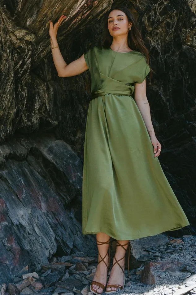 Rosalind Midi Dress In Moss Moss Women Bohme Dresses