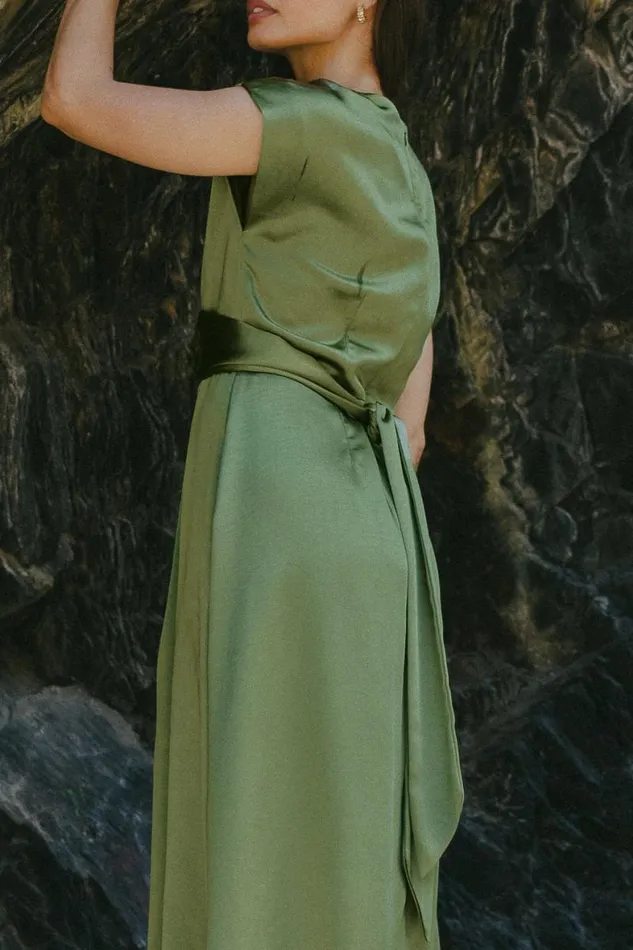 Rosalind Midi Dress In Moss Moss Women Bohme Dresses