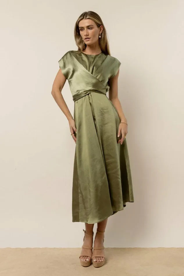 Rosalind Midi Dress In Moss Moss Women Bohme Dresses